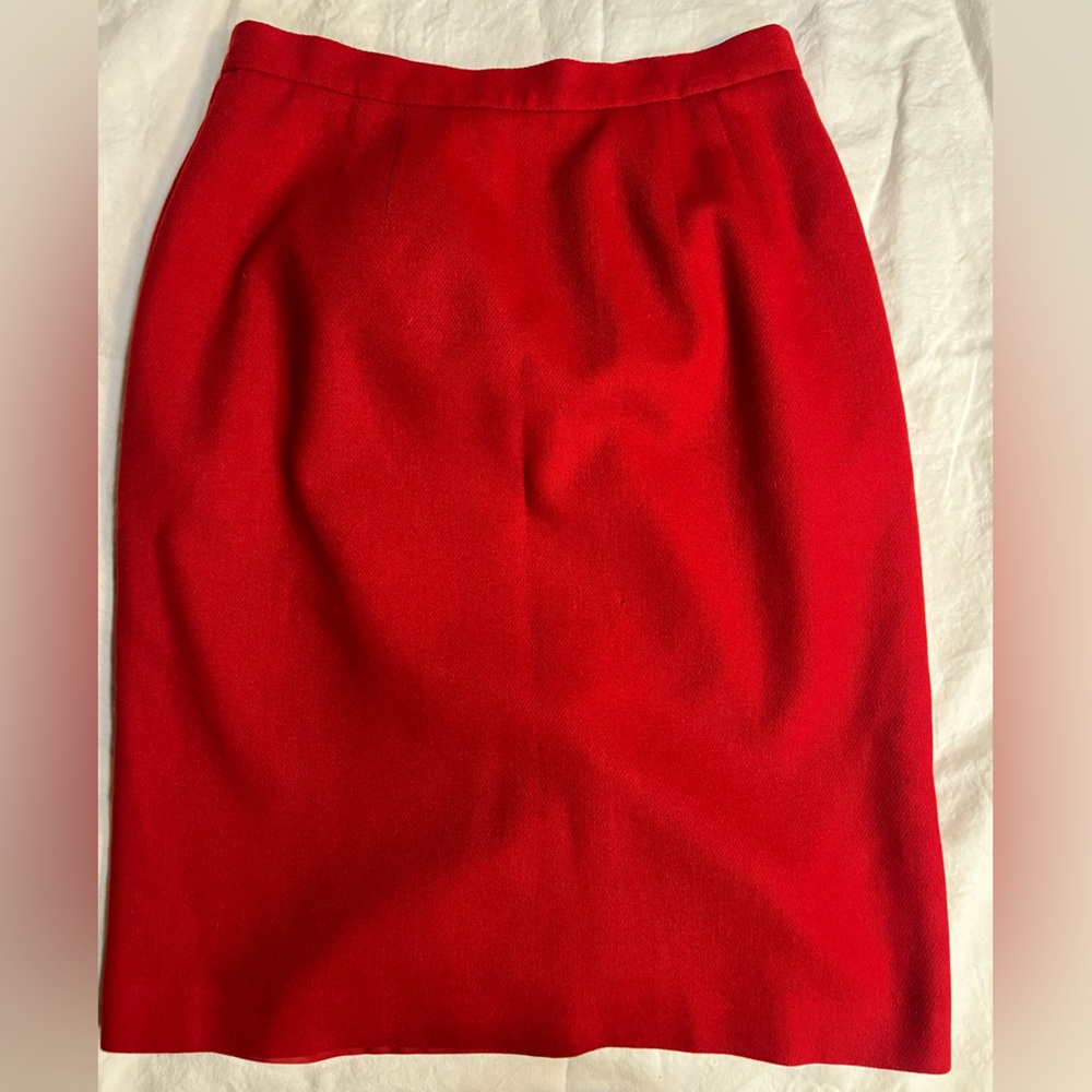Vintage Huntington Red Wool Pencil Skirt Fully Lined Size 12